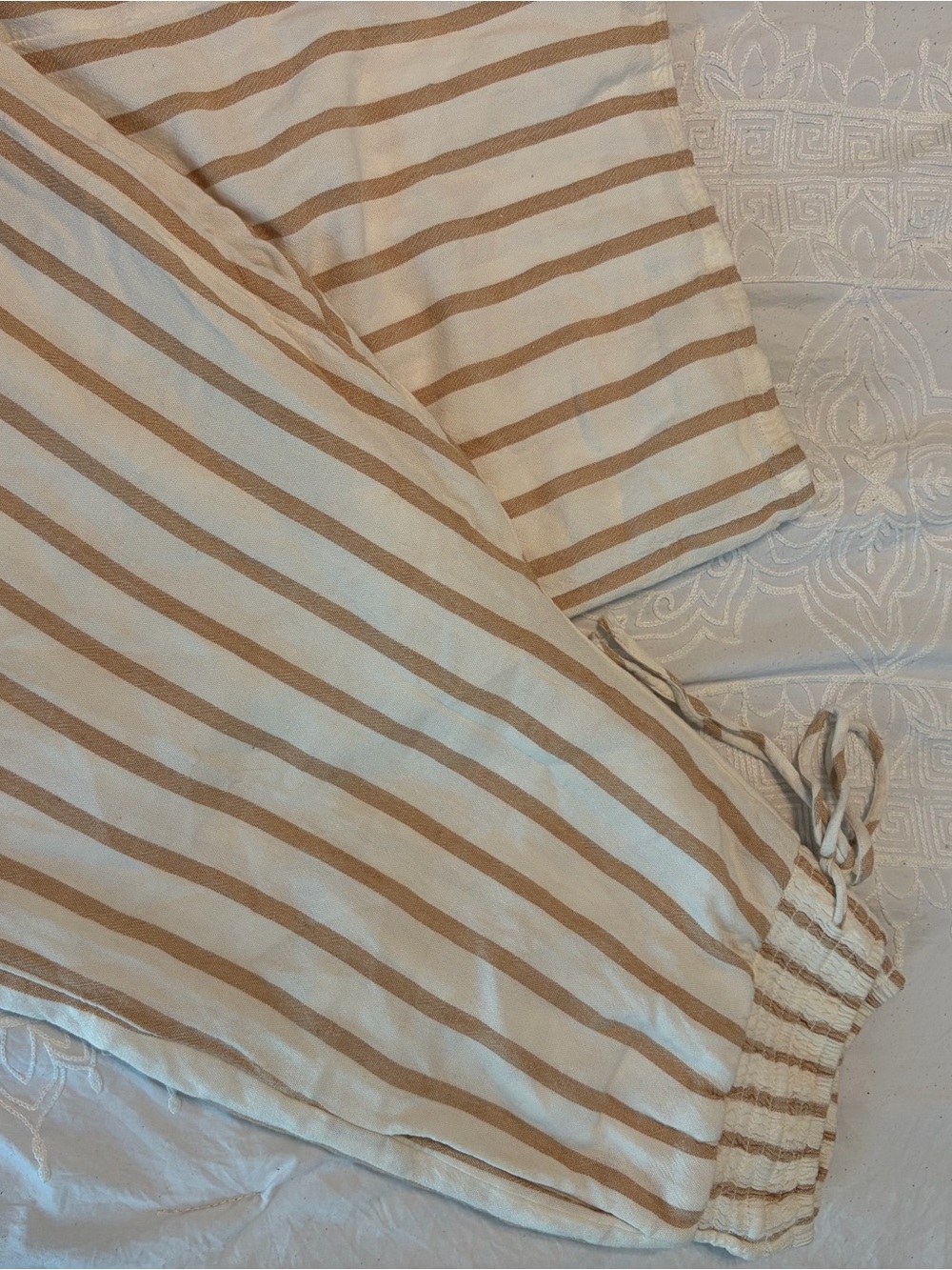 AE Crop Striped Lounge Pants - Cream & Tan